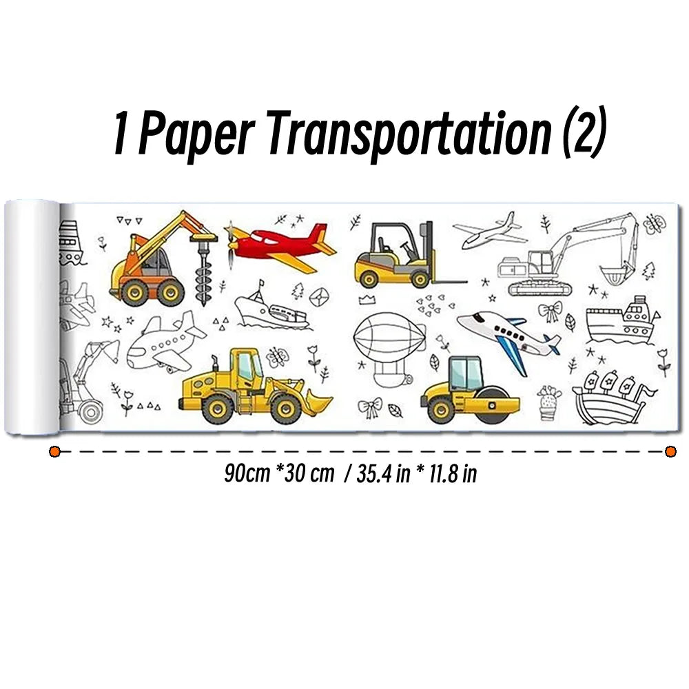 Papier do rysowania dla dzieci – 90 cm zwijany arkusz do kolorowania z motywem zwierząt, papier do malowania i wycinania, edukacyjna zabawka szkolna.