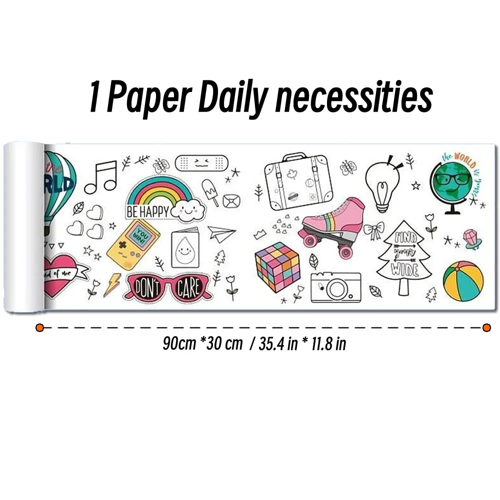 Papier do rysowania dla dzieci – 90 cm zwijany arkusz do kolorowania z motywem zwierząt, papier do malowania i wycinania, edukacyjna zabawka szkolna.