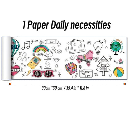 Papier do rysowania dla dzieci – 90 cm zwijany arkusz do kolorowania z motywem zwierząt, papier do malowania i wycinania, edukacyjna zabawka szkolna.