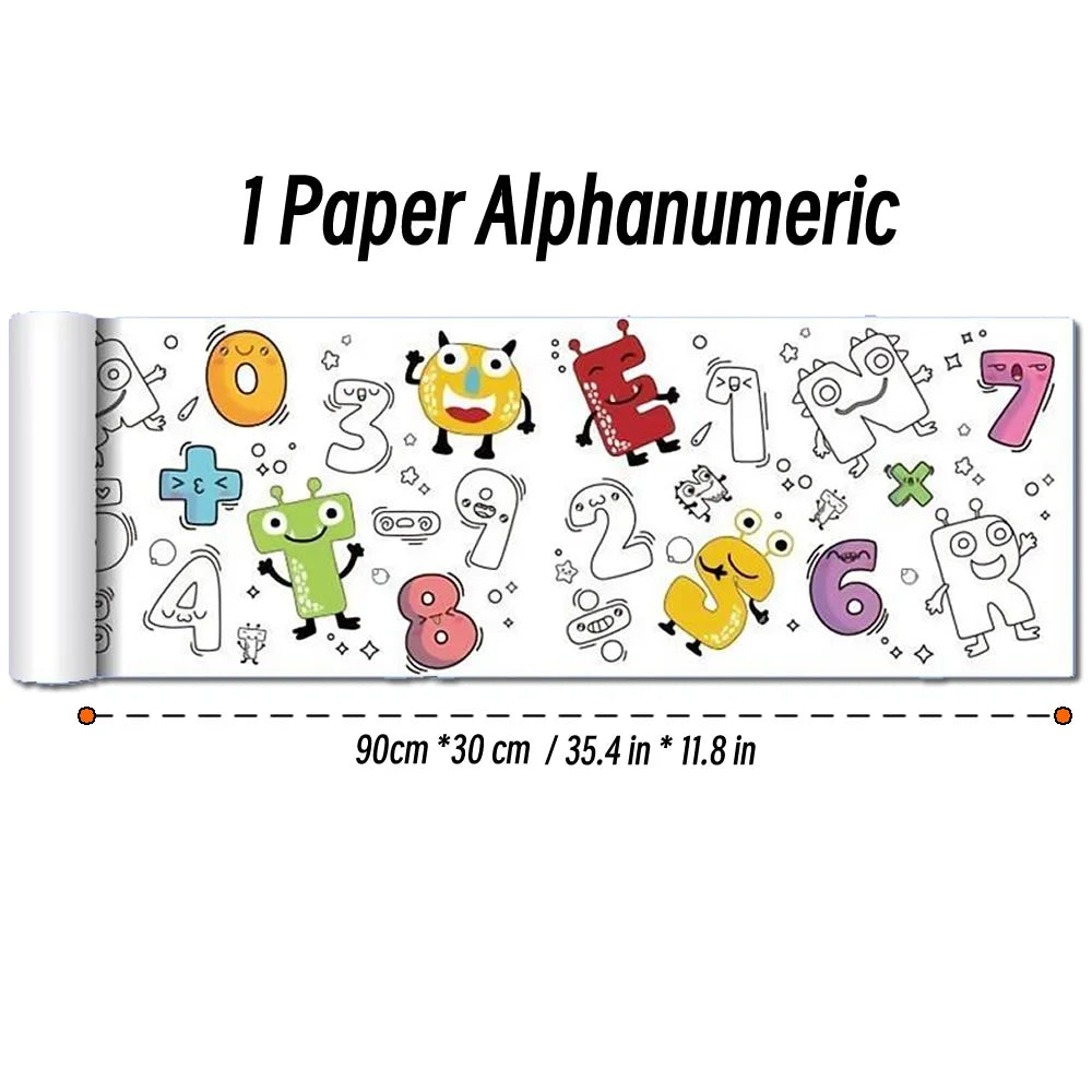 Papier do rysowania dla dzieci – 90 cm zwijany arkusz do kolorowania z motywem zwierząt, papier do malowania i wycinania, edukacyjna zabawka szkolna.