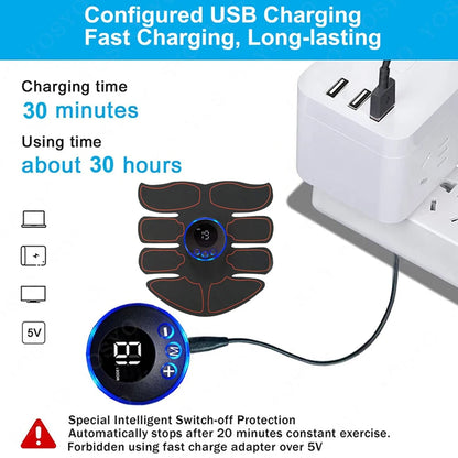 Masażer Mięśni Brzucha Fitness ABS – Plastry do Treningu Mięśni Ramion i Brzucha, Ładowanie USB.