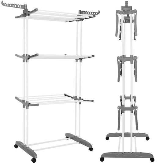 Springos® Suszarka balkonowa składana pionowa 170x75,5x57 cm – wygodne suszenie nawet dużych ilości prania