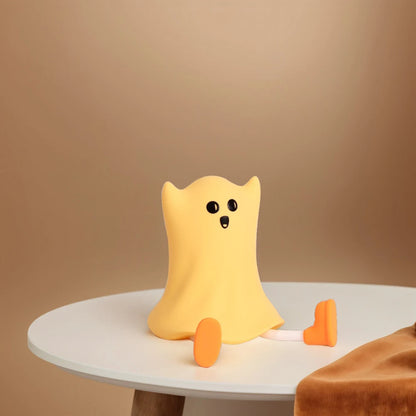 Touch Sensor Silicone LED Night Light Cute Pumpkin Ghost Table Lamps USB Rechargeable Dimmable Bedroom Sleep Lamps Room Decor