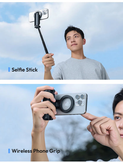 Magnetyczny statyw i selfie stick Ulanzi JJ03 z pilotem Bluetooth – idealny do iPhone 16–13 Pro Max, nagrań i streamingu.