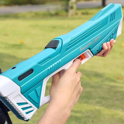 W pełni automatyczny elektryczny pistolet na wodę 43 cm – przenośna zabawka na plażę, idealna do walk wodnych dla dzieci.