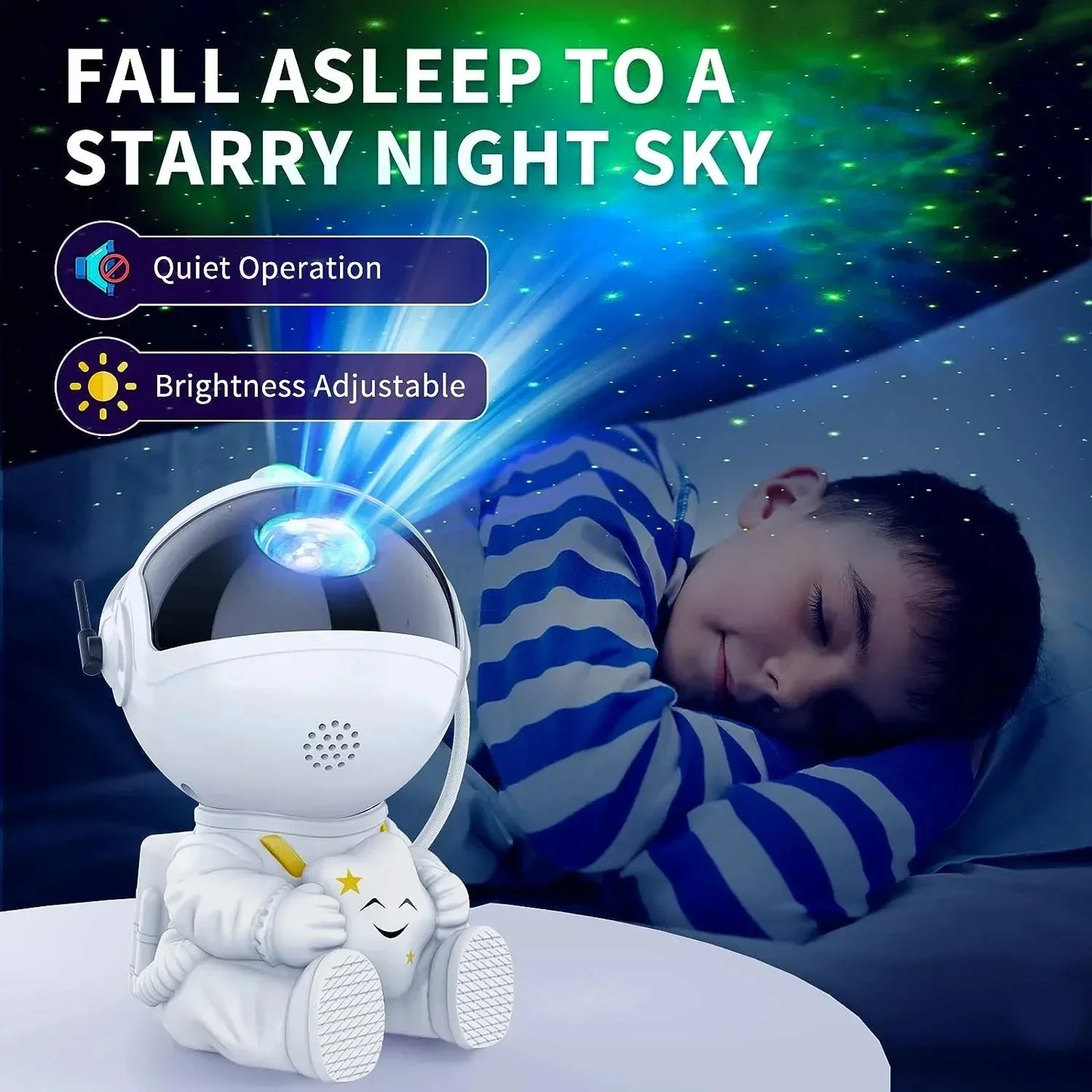 Projektor LED Astronauta – gwiaździste niebo w pokoju dziecka, idealna lampka nocna i dekoracja sypialni, świetny prezent.