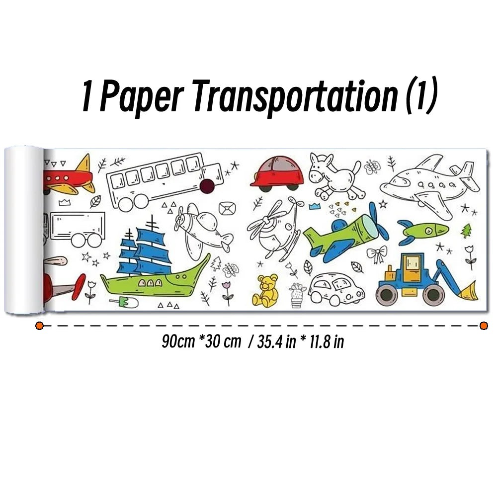Papier do rysowania dla dzieci – 90 cm zwijany arkusz do kolorowania z motywem zwierząt, papier do malowania i wycinania, edukacyjna zabawka szkolna.