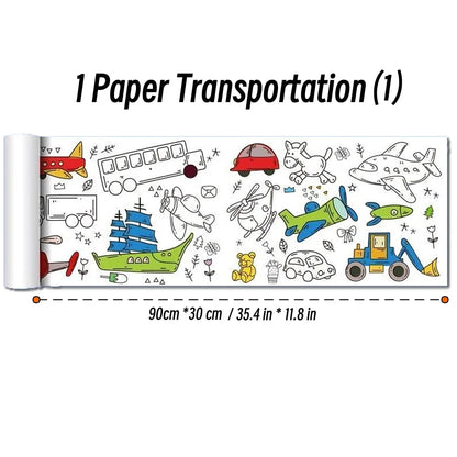 Papier do rysowania dla dzieci – 90 cm zwijany arkusz do kolorowania z motywem zwierząt, papier do malowania i wycinania, edukacyjna zabawka szkolna.