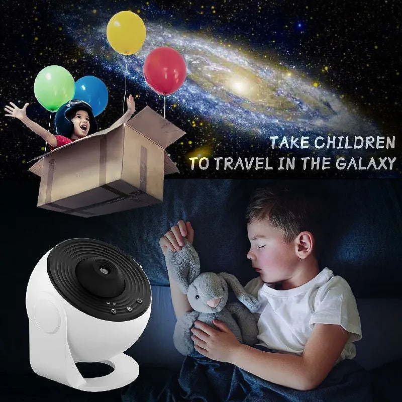 LED Projektor Galaktyki – Obrotowa Lampka Nocna Planetarium z Gwiazdami do Pokoju Dziecka