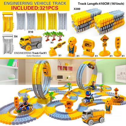 Elektryczny zestaw torów samochodowych dla dzieci – elastyczny tor z autkami